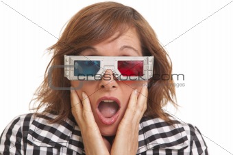Portrait of surprised young woman with 3D glasses