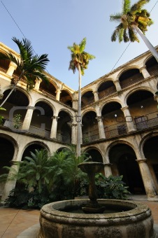 Cuban court yard and fountain in Old Havana