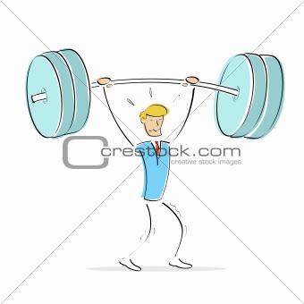 vector man doing weight lifting