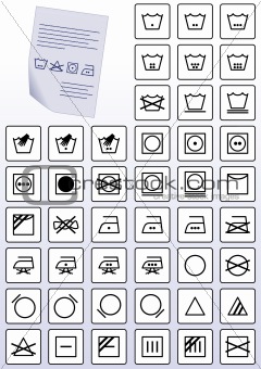 Vector set of apparel care instruction symbols.