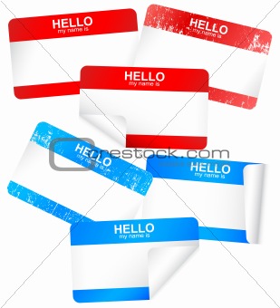 Vector set of blank adhesive name badges.