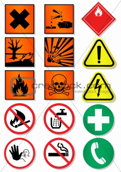 Vector set of different international signs, laboratory associated.
