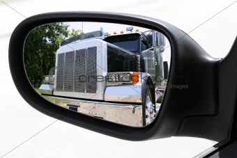 rearview car driving mirror overtaking big truck