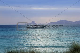 silver turquoise Illetes Formentera sea sunset