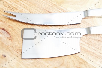 Steel cleaver and knife
