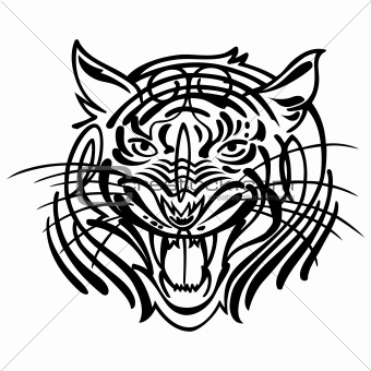 Vector head of an aggressive tiger tatoo