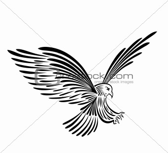 Black silhouette eagle. Vector