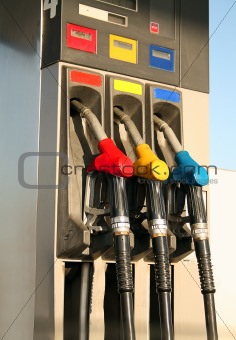 gas pumps on petrol station 