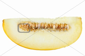 Single slice of ripe yellow melon