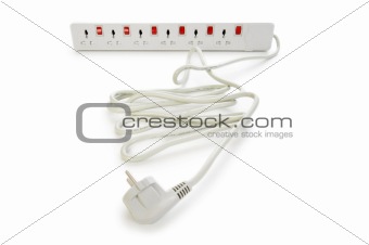 Extension cord isolated on the white background