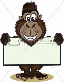 Gorilla holding sign
