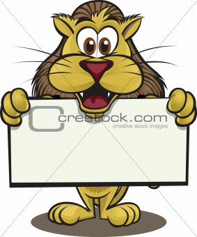 Lion holding sign