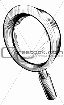 black and white magnifying glass