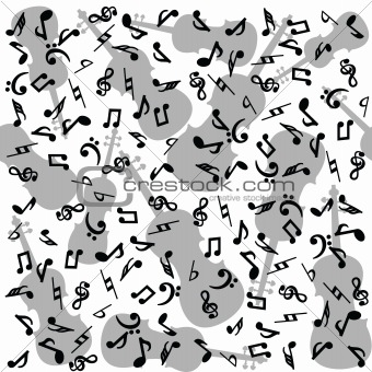 Background with musical notes and violins