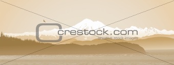 Mount Baker, Washington State panoramic in sepia