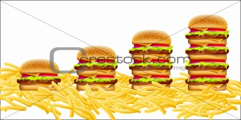 vector cheeseburgers increasing in size