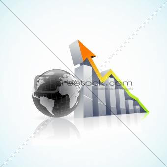 vector 3D global economy bar graph