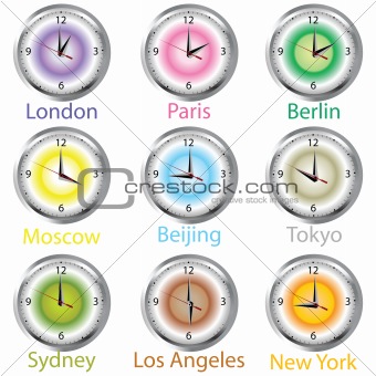 Colored clocks with timezone