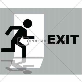 Grey exit sign icon