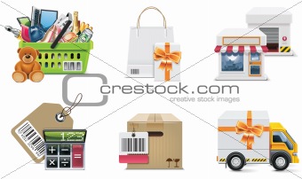 Vector shopping icon set and elements. Part 2