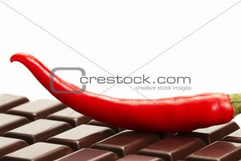 red chili on a chocolate bar