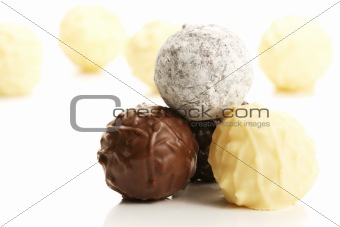 stack of different truffle pralines