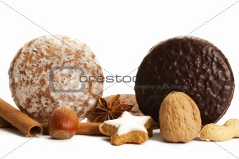 traditional german lebkuchen setup with nuts cinnamon and anise