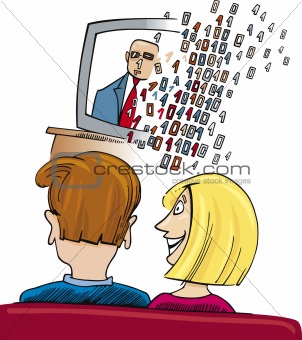 Couple watching Digital Television