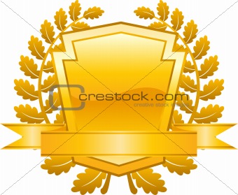 golden shield design with plant and decoration