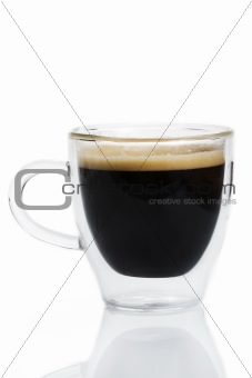 espresso coffee in a glass cup
