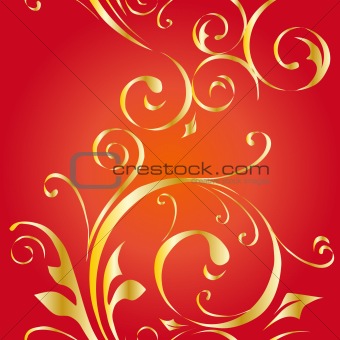 Seamless vector wallpaper with gold floral