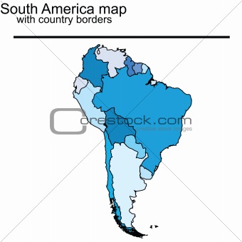 South America map with country borders