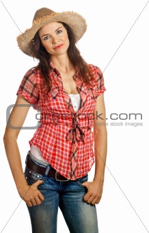 Isolated portrait of a beautiful young  woman with attitude