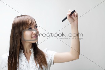 Young woman drawing