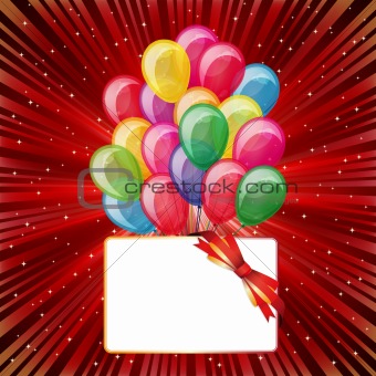 Colorful brightly backdrop with balloons, stars, card... -for yo
