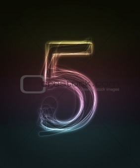 Shiny font. Glowing number 5.