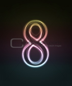 Shiny font. Glowing number 8.