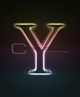Glowing font. Shiny letter Y.