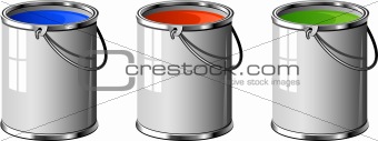Three buckets of paint