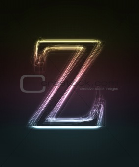 Glowing font. Shiny letter Z.