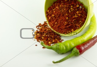Paprika flakes and peppers