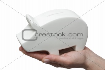 one piggy bank in a hand