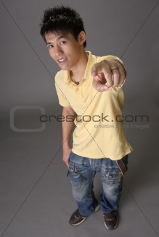 Asian young guy point at you