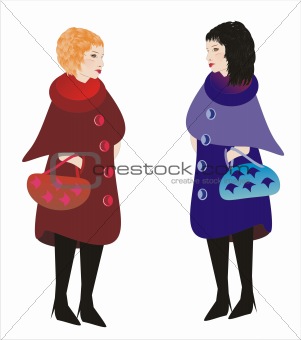Two women talking after shopping