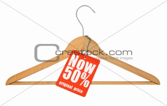 coat hanger and price tag isolated 