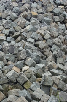 large stack mountain of cobble stone