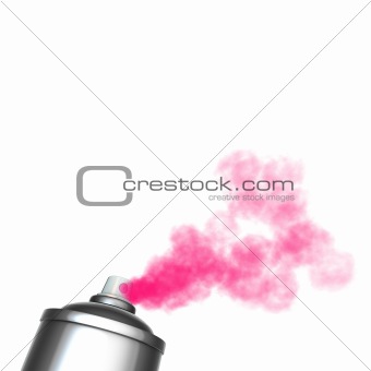 3d render of a graffiti spray can spraying a pink mist