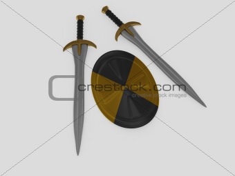 sword and shield. 3D