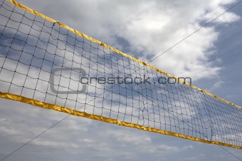 Looking up at volleyball net 