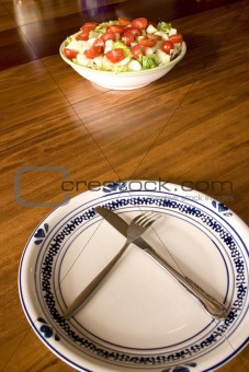Bowl of Salad and an Empty Plate